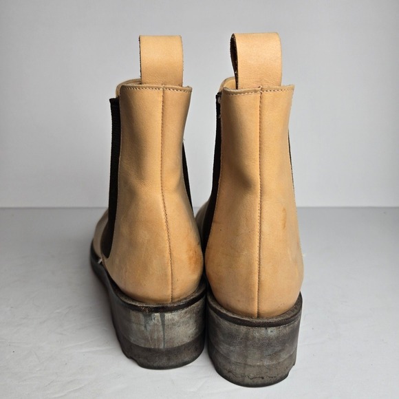Robert Clergerie Chelsea Beige Size 8 Rustic Leather Platform Distressed Boots‎ - Picture 6 of 10